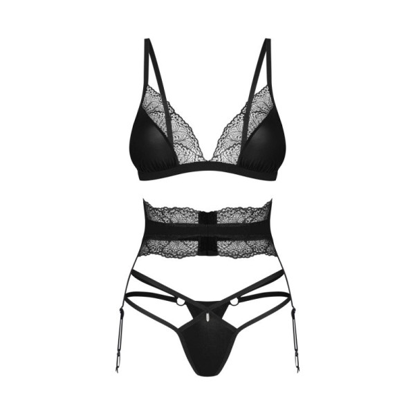 Ensemble Lingerie Noir 3 Pièces Lobellis