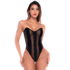 Body bustier en résille noir effet liquide avec laçage dos - Mapalé