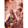 Ensemble 3 pièces vert aurore avec soutien-gorge brodé, porte-jarretelles et string - Mapalé