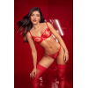 Ensemble 2 pièces rouge rubis avec soutien-gorge brodé à armatures et string - Mapalé