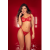 Ensemble 2 pièces rouge rubis avec soutien-gorge brodé à armatures et string - Mapalé