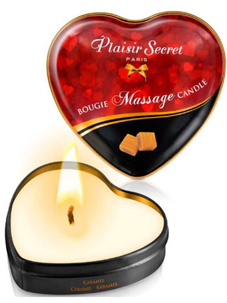 Mini bougie de massage caramel boîte coeur 35ml - CC826068