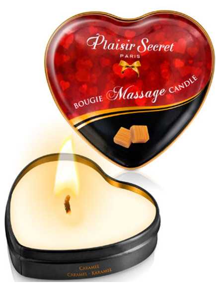 Mini bougie de massage caramel boîte coeur 35ml - CC826068