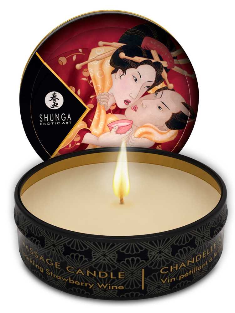 Mini bougie de massage fraise vin pétillant 30ml - CC864608