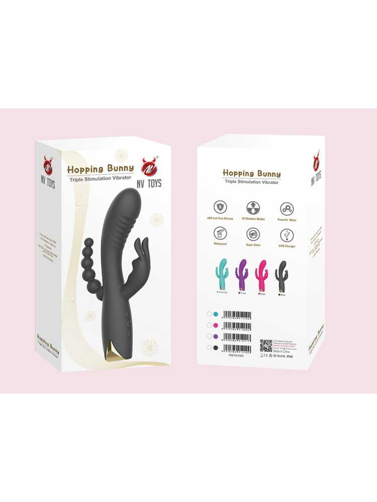 Vibromasseur triple stimulation très puissant violet USB - WS-NV062PUR