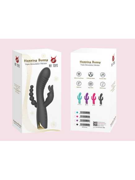 Vibromasseur triple stimulation très puissant noir USB - WS-NV062BLK