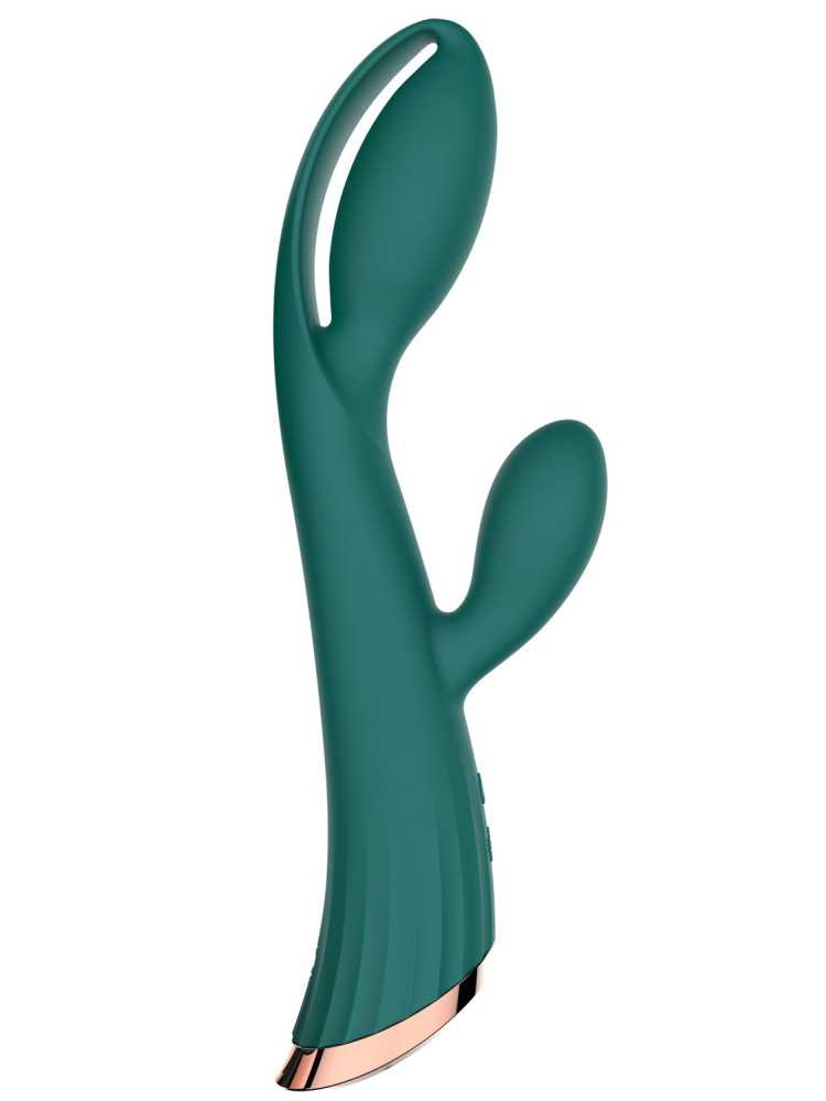 Vibromasseur vert avec stimulateur de clitoris LRIS USB - LRISGREEN