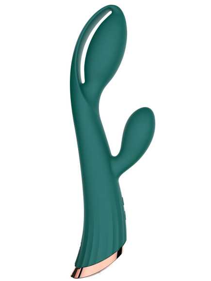 Vibromasseur vert avec stimulateur de clitoris LRIS USB - LRISGREEN
