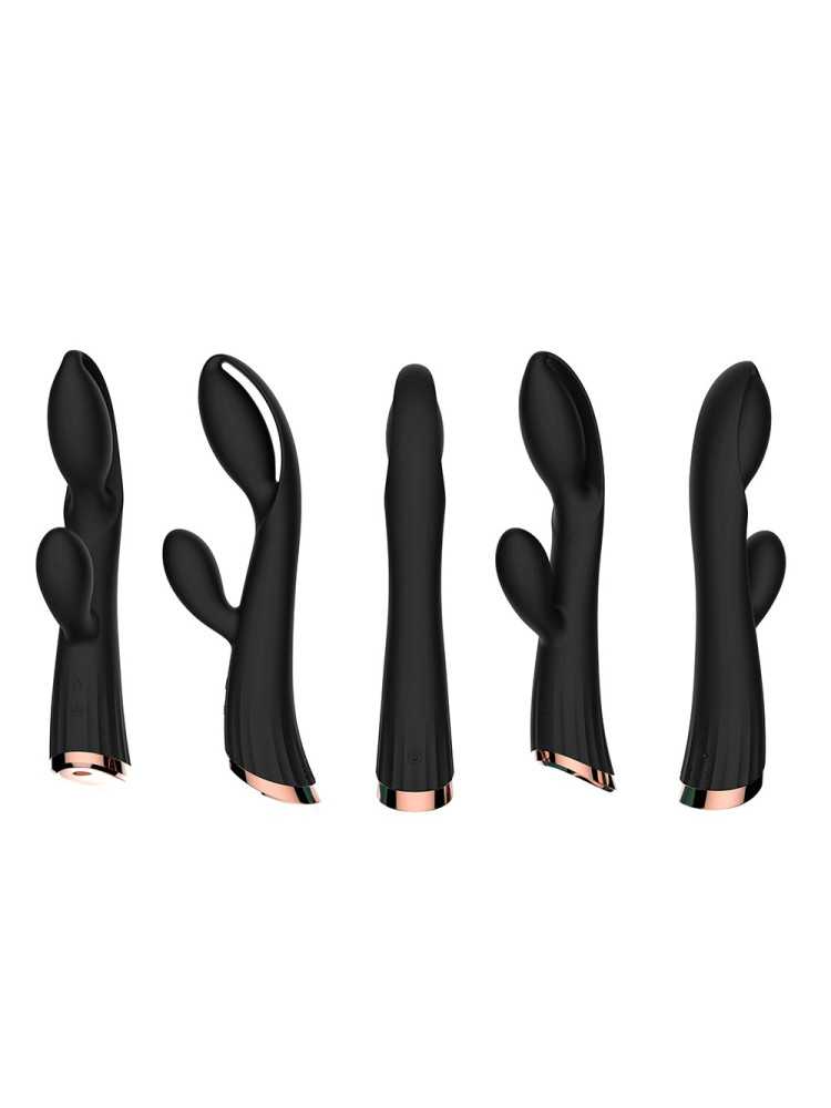 Vibromasseur noir avec stimulateur de clitoris LRIS USB - LRISBLACK