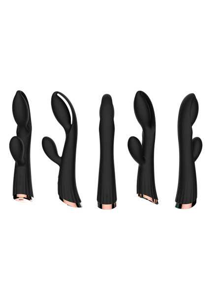 Vibromasseur noir avec stimulateur de clitoris LRIS USB - LRISBLACK