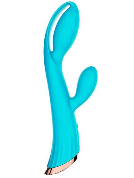 Vibromasseur bleu avec stimulateur de clitoris LRIS USB - LRISBLUE
