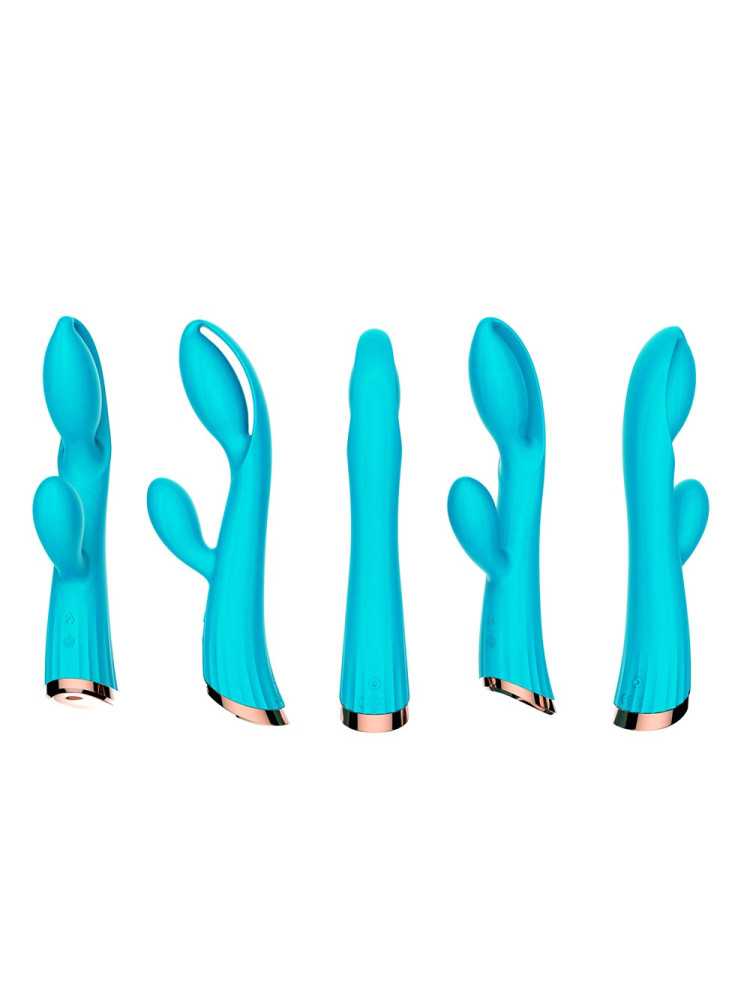 Vibromasseur bleu avec stimulateur de clitoris LRIS USB - LRISBLUE