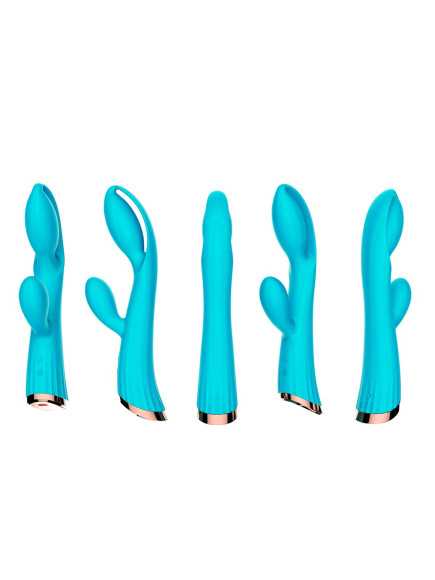 Vibromasseur bleu avec stimulateur de clitoris LRIS USB - LRISBLUE
