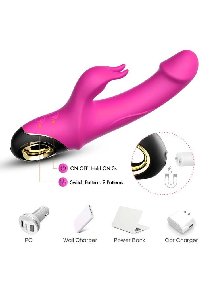 Vibromasseur Rabbit rose 9 modes de vibrations puissantes - USK-V10PNK
