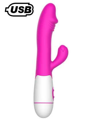 Vibromasseur rabbit USB rose avec gland 30 programmes - CR-VA001PNKR