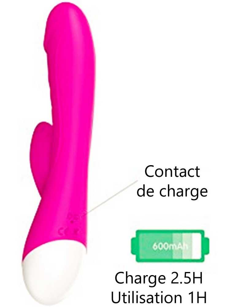 Vibromasseur rabbit rose chauffant 10 programmes USB - CR-CAV019