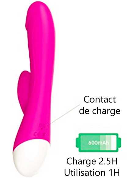 Vibromasseur rabbit rose chauffant 10 programmes USB - CR-CAV019