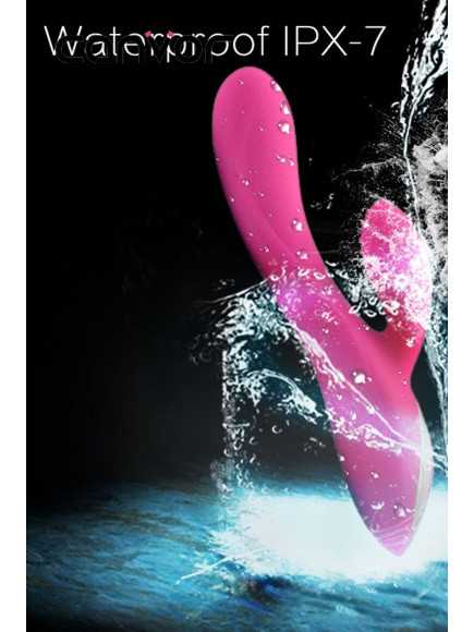 Vibromasseur rabbit rose ergot à picots 10 programmes USB - CR-CAV018