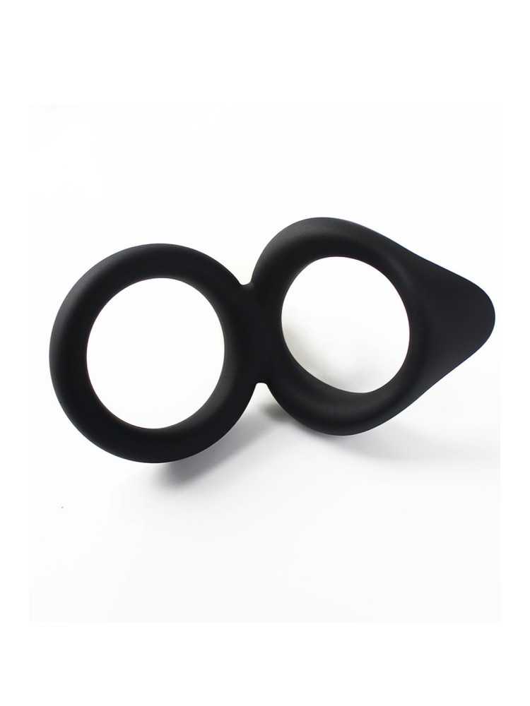 Double cockring noir en silicone - WS-NV508B