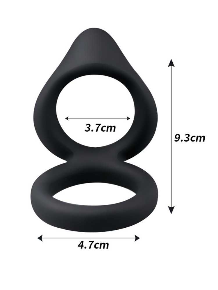 Double cockring noir en silicone - WS-NV508B