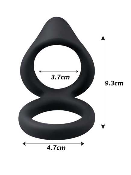 Double cockring noir en silicone - WS-NV508B