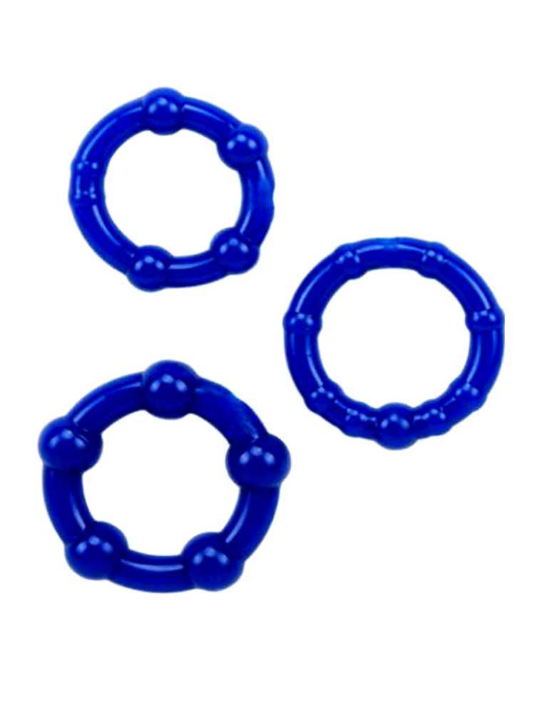 Pack 3 cockring bleus avec billes - CR-COR005BLU