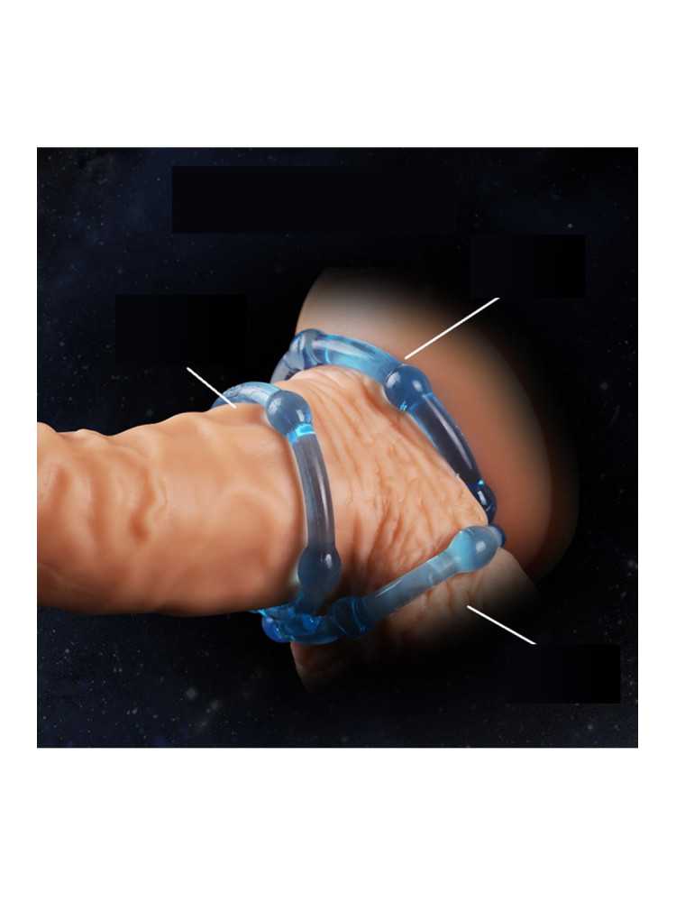 Pack 3 cockring bleus avec billes - CR-COR005BLU