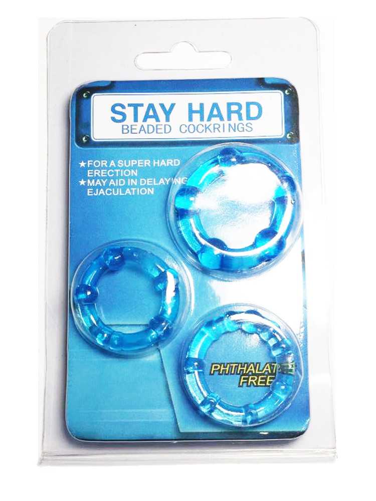 Pack 3 cockring bleus avec billes - CR-COR005BLU