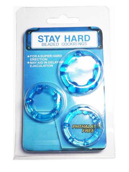 Pack 3 cockring bleus avec billes - CR-COR005BLU