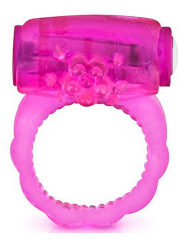 Cockring rose vibrant avec stimulation du clitoris - CC570041