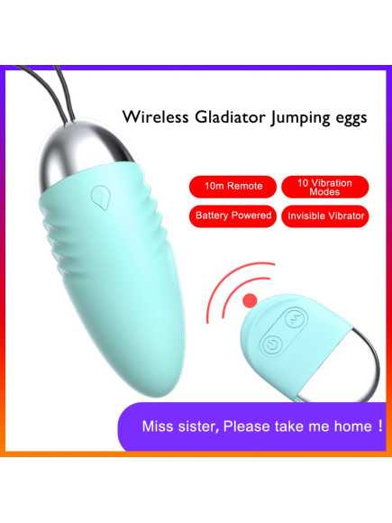 Oeuf  vibrant turquoise avec télécommande à piles  - TOD-083TUR