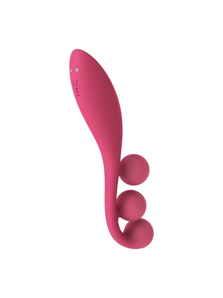 Vibromasseur triple stimulation flexible, anal, vaginale, clitoridienne Tri Ball rouge USB Satisfyer - CC597817