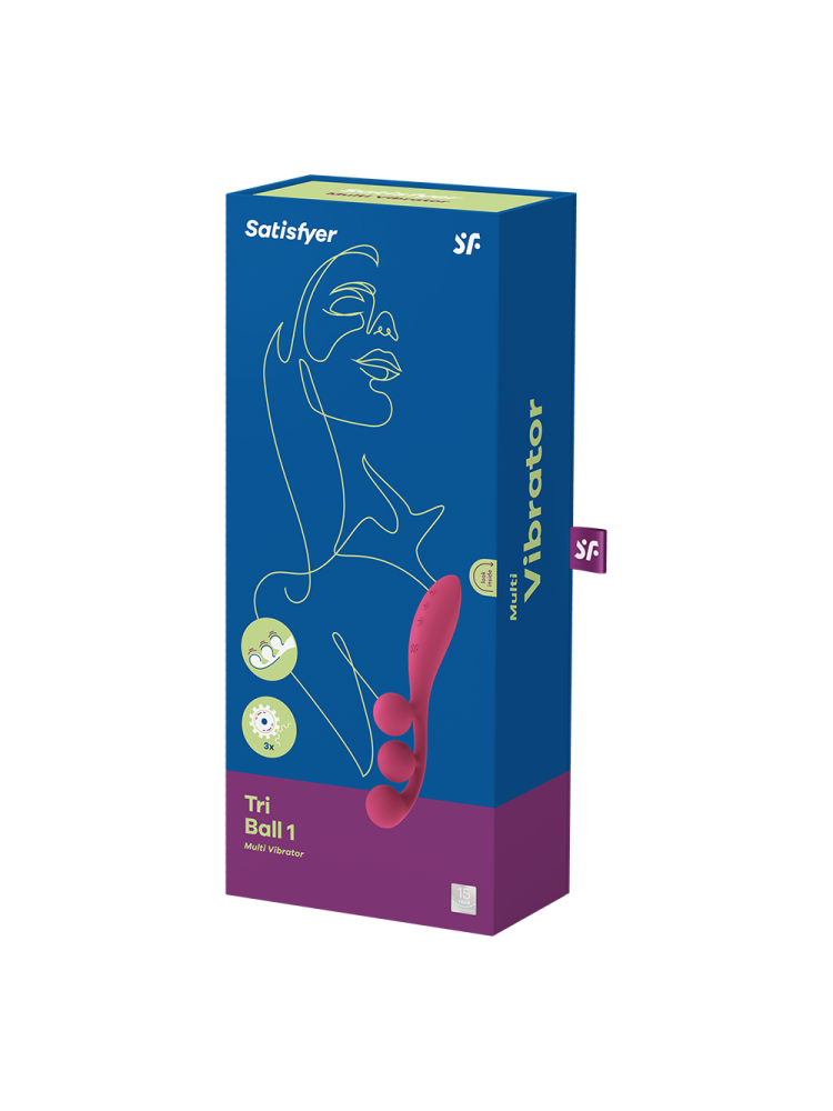 Vibromasseur triple stimulation flexible, anal, vaginale, clitoridienne Tri Ball rouge USB Satisfyer - CC597817
