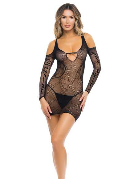Robe résille noire Bite Me  Choke Me - REN7100-BLK