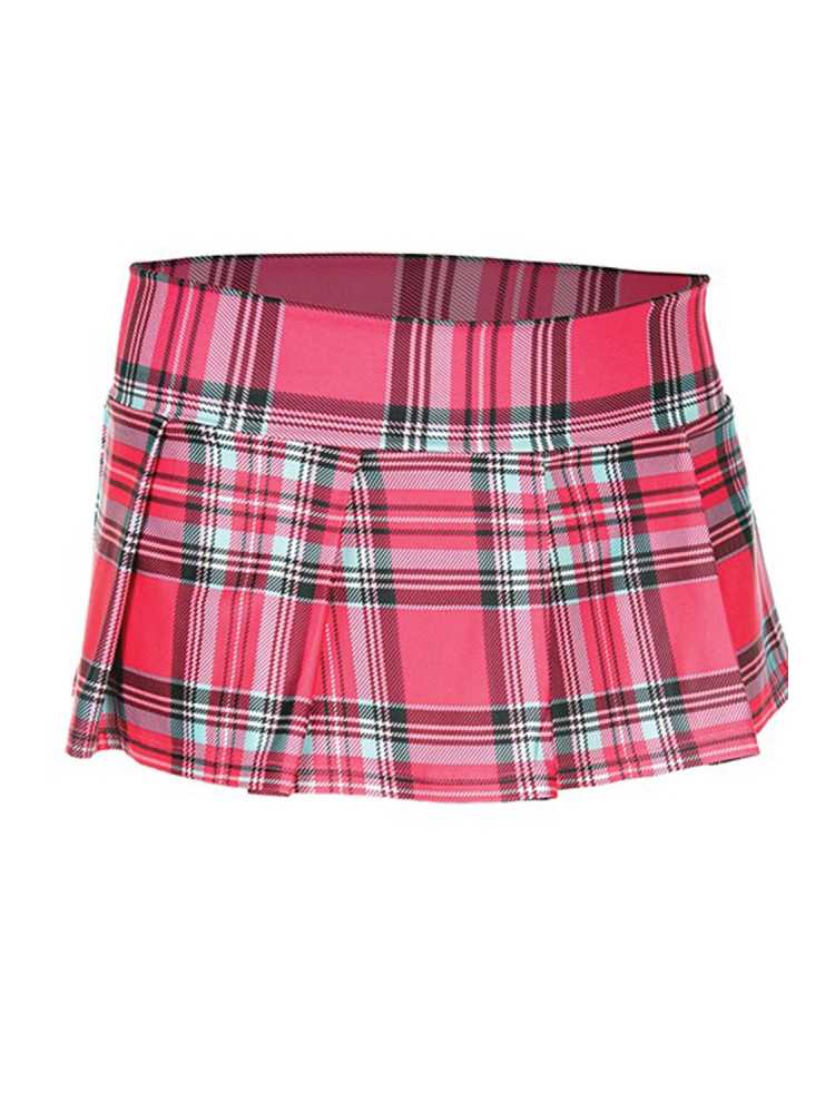 Mini-jupe plissée rose vif style ecossais - ML25074HPK