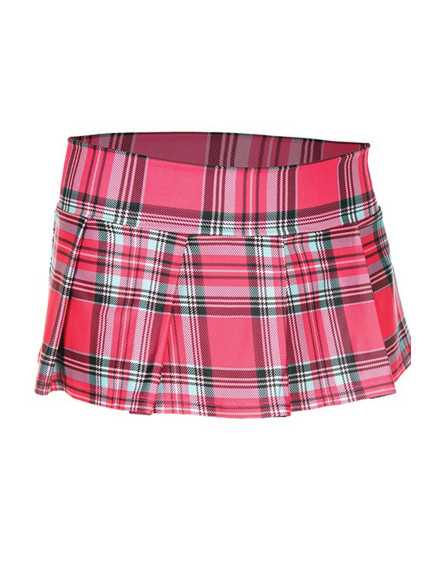 Mini-jupe plissée rose vif style ecossais - ML25074HPK