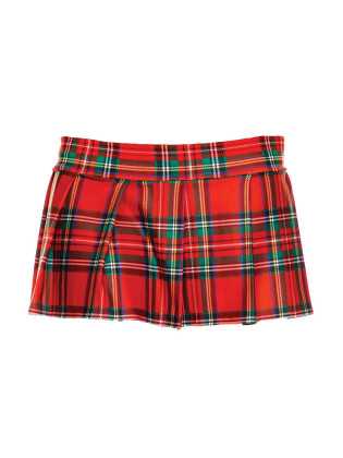 Mini-jupe plissée rouge style ecossais - ML25074RED