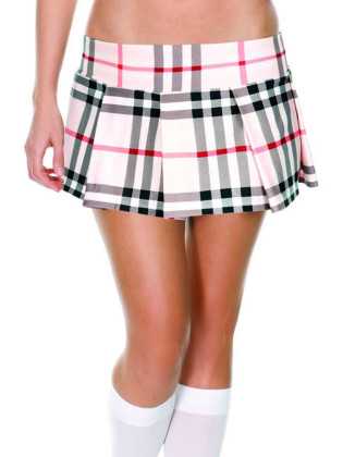 Mini-jupe plissée beige style ecossais - ML25074LBR