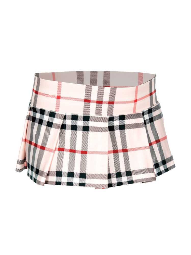 Mini-jupe plissée beige style ecossais - ML25074LBR