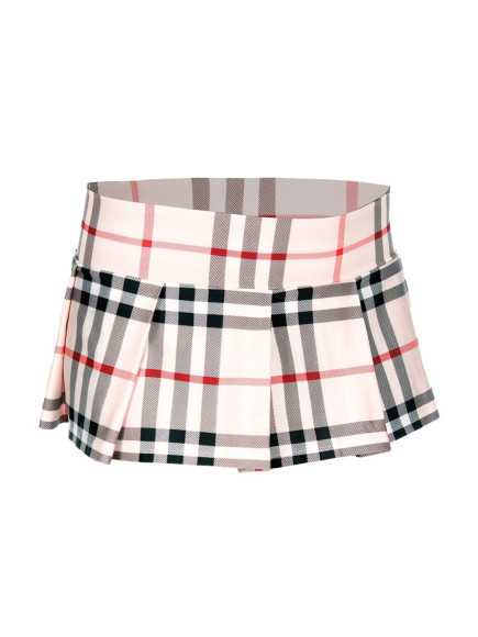 Mini-jupe plissée beige style ecossais - ML25074LBR