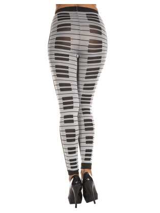 Leggings gris fashion imprimé touches de piano - MH35817GYB