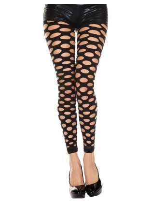 Legging noir sexy ajouré effet déchiré - MH35158BLK