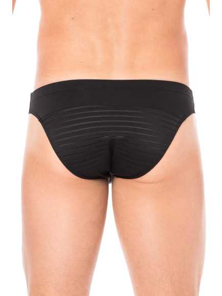 Slip noir rayé opaque et transparent - LM2906-61BLK