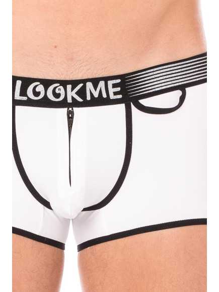 Mini-Pants blanc échancré avec zip - LM2003-68WHT