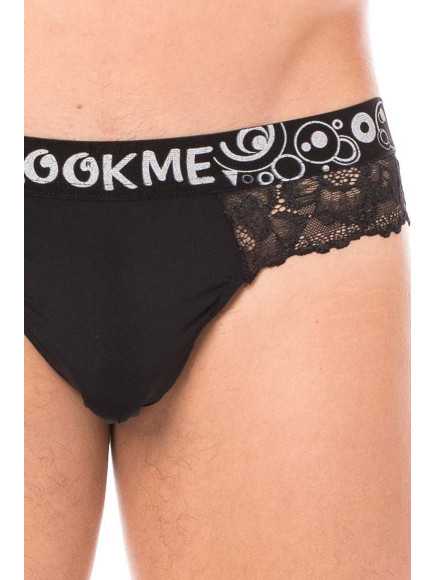 String noir en dentelle délicate - LM2006-57BLK