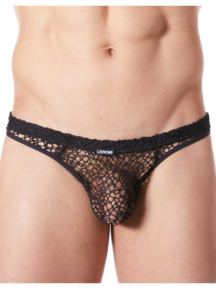 String noir sexy filet irrégulier fétichiste - LM810-57BLK