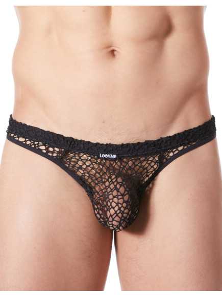 String noir sexy filet irrégulier fétichiste - LM810-57BLK