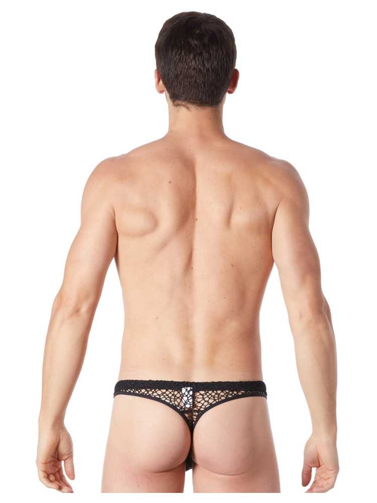 String noir sexy filet irrégulier fétichiste - LM810-57BLK