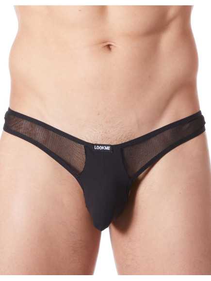 String noir sexy avec fine résille - LM805-57BLK