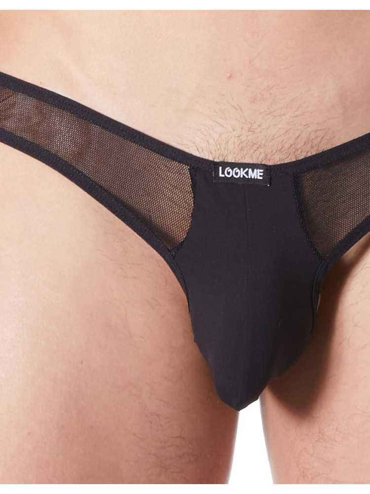 String noir sexy avec fine résille - LM805-57BLK